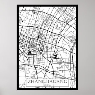 Zhangjiagang Kina Stadskarta Poster