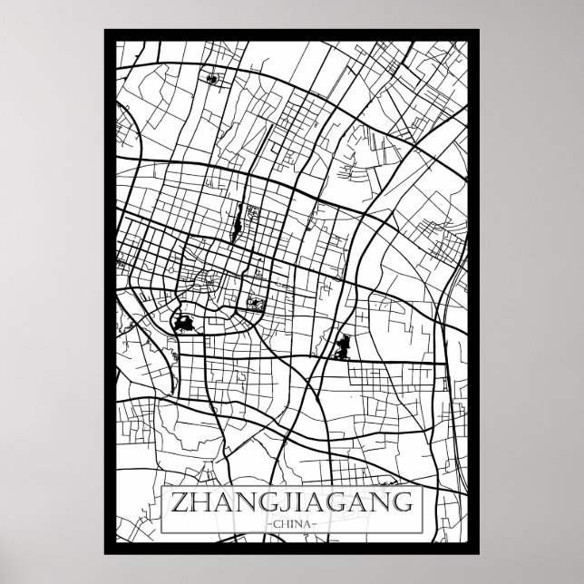 Zhangjiagang Kina Stadskarta Poster (Framsidan)