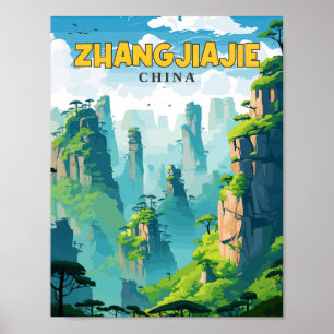 Zhangjiajie China vintage resor illustration Poster
