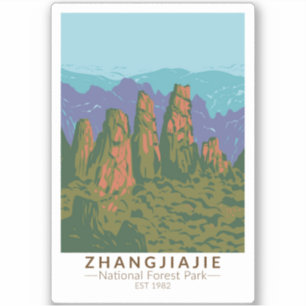 Zhangjiajie National Forest China Travel Art Retro Klistermärken