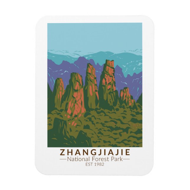 Zhangjiajie National Forest China Travel Art Retro Magnet (Vertikal)