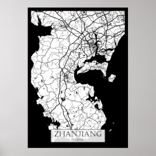 Zhanjiang Kina Stadskarta Poster