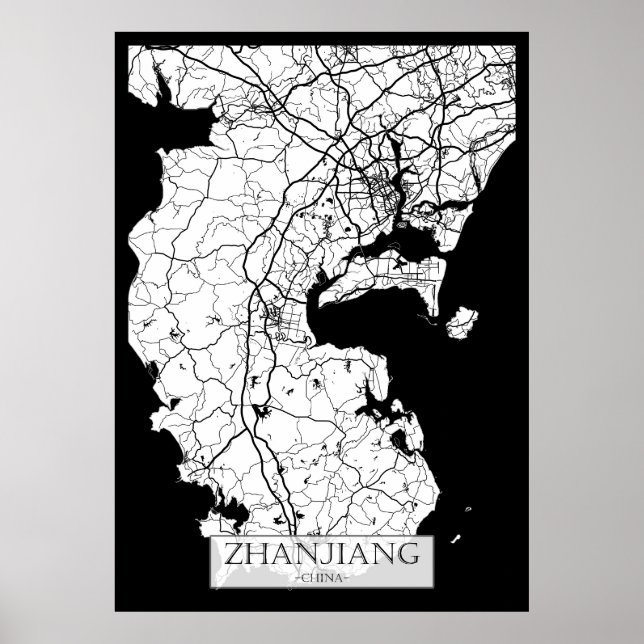 Zhanjiang Kina Stadskarta Poster (Framsidan)