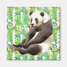 Zhen Zhen pandan på bambu Magnet