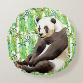 Zhen Zhen pandan på bambus Rund Kudde