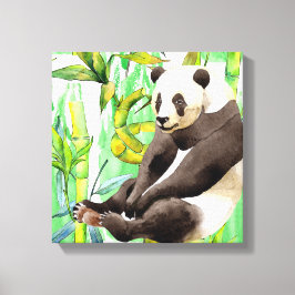 Zhen Zhen pandan på bambustjälk Canvastryck