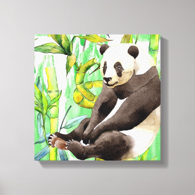 Zhen Zhen pandan på bambustjälk Canvastryck (Framsida)