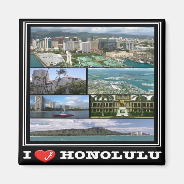 zHI011 HONOLULU I KÄRLEK, HAWAII, Mosaic, Fridge Magnet (Framsidan)