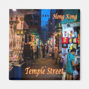 zHK006 Hong Kong TEMPLE STREET Nattmarknad Magnet