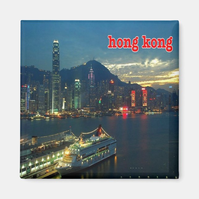 zHK010 HONG KONG panorama, Asien, Fridge Magnet (Framsidan)