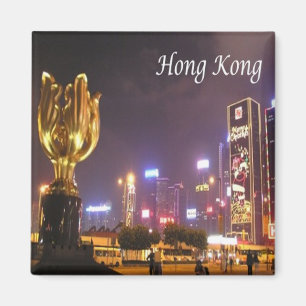 zHK027 HONG KONG panorama nattetid, Asien, Fridge Magnet