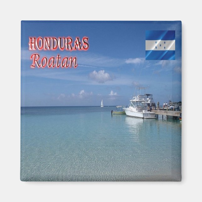 zHN009 ROATAN Väster Bay, Honduras, Fridge Magnet (Framsidan)