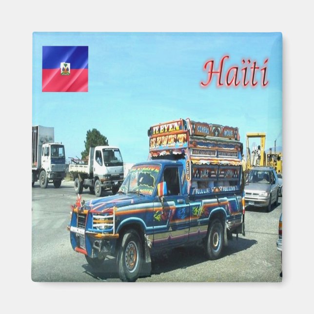 zHT004 PUERTO PRINCIPE, Tap Tap, Haiti, Fridge Magnet (Framsidan)
