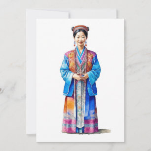 Zhuang Chinese Woman Porträtt AA Julkort