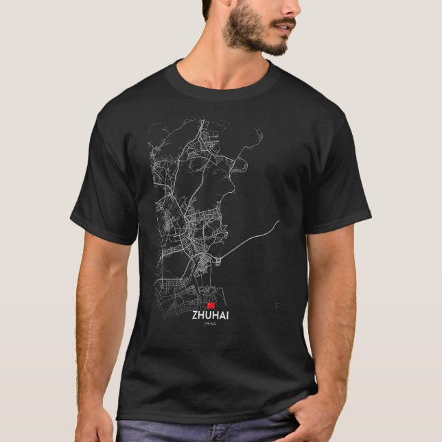 zhuhai china City map Travel souvenir hometown T Shirt (Framsida)