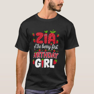 Zia av jordgubben Första födelsedags tjej Jordgubb T Shirt