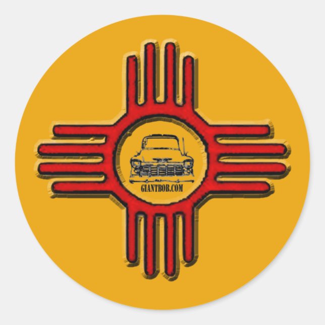 Zia Bob Round Sticker Runt Klistermärke (Framsida)