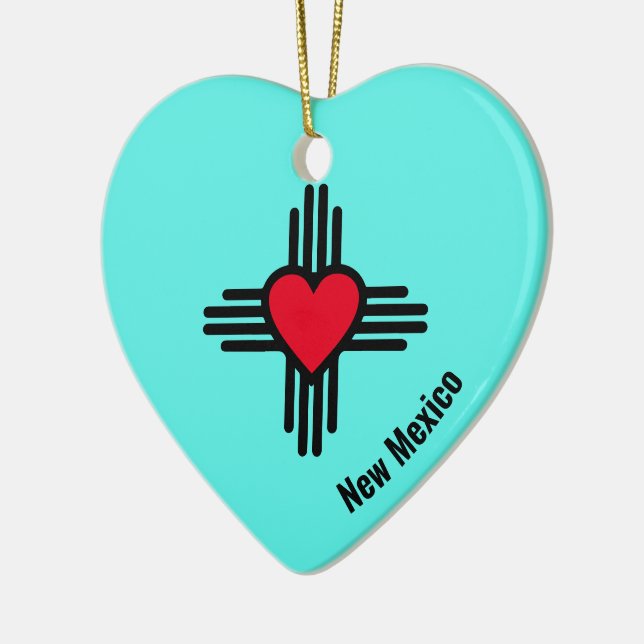 Zia Heart Add Namn New mexico Julgran Gift Julgransprydnad Keramik (Vänster)