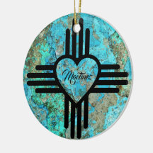 Zia Heart Custom Name Julgran Ornament