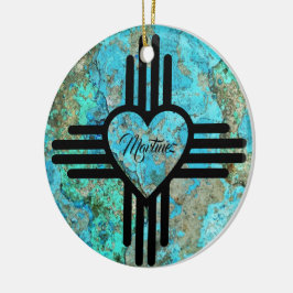 Zia Heart Custom Name Julgran Ornament