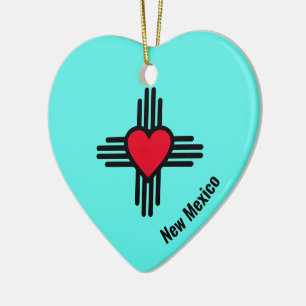 Zia Heart, lägg till Namn New mexico Julgran Gift Julgransprydnad Keramik