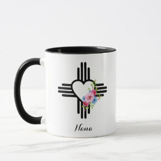 Zia Heart med Flowers Personlig Gift Coffee Mugg