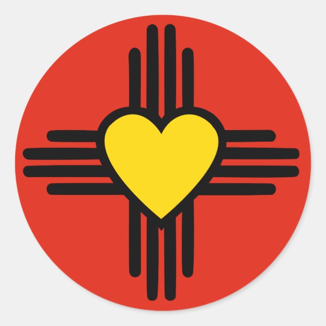 Zia Heart Symbol Runt Klistermärke (Framsida)