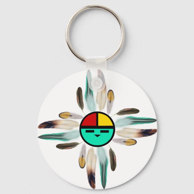 Zia Sol Gud med fjädrar Nyckelring (Framsida)