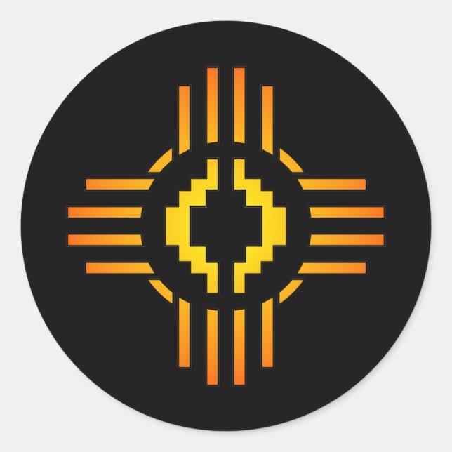 Zia Sol Sign Runt Klistermärke (Framsida)