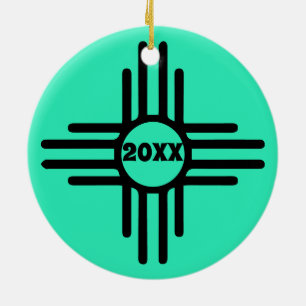Zia Symbol Add Julgran Turcos Helgdag Julgransprydnad Keramik