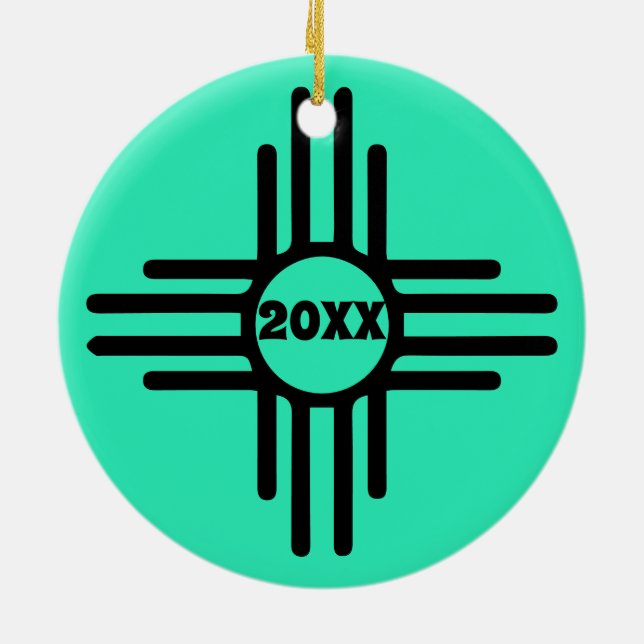 Zia Symbol Add Julgran Turcos Helgdag Julgransprydnad Keramik (Baksidan)