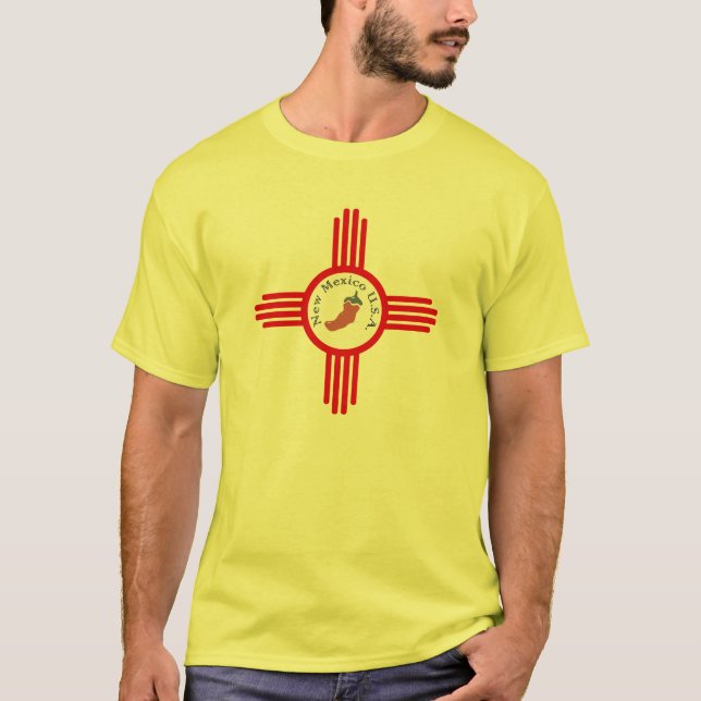 Zia symbol med Chilipeppar T Shirt (Framsida)