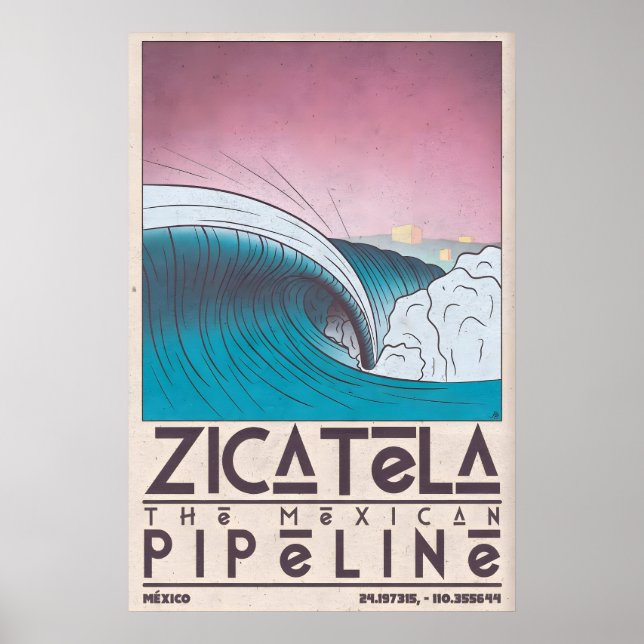 Zicatela Beach Väggkonst Kust Surftryck (Framsidan)