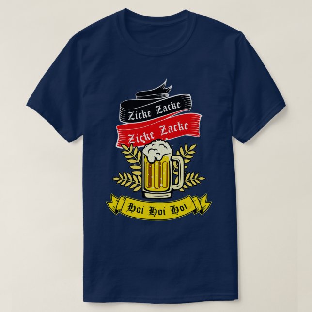 Zicke Zacke Hoi - Lustigt Tyskland Flagga G T Shirt (Design framsida)
