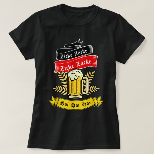 Zicke Zacke Hoi - Lustigt Tyskland Flagga G T Shirt (Design framsida)