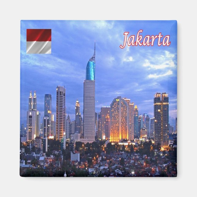 zID012 JAKARTA skyline, Indonesien, Asien, Fridge Magnet (Framsidan)