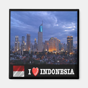 zID016 I Kärlek JAKART skyline, Indonesien, Fridge Magnet