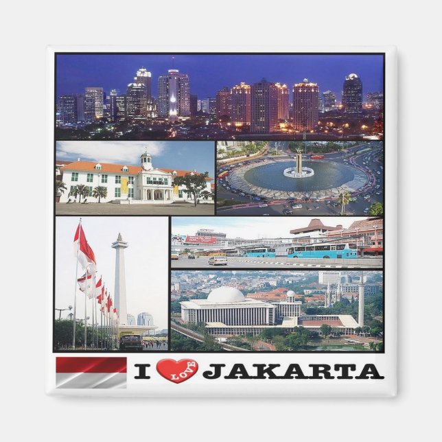zID017 i kärlek JAKAR-kollage, Indonesien, Fridge Magnet (Framsidan)