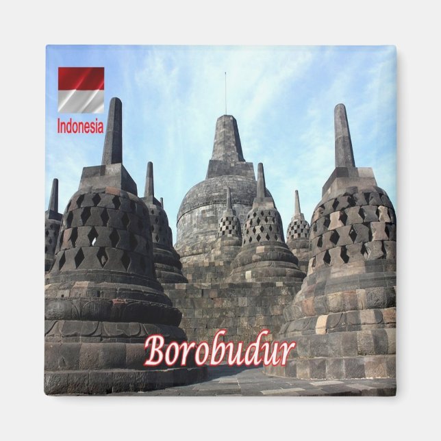 zID024 BOROBUDUR, Indonesien, Asien, Frankrike Magnet (Framsidan)