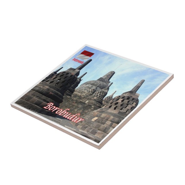 zID024 BOROBUDUR, Indonesien, Asien, Kakelplatta (Sidan)