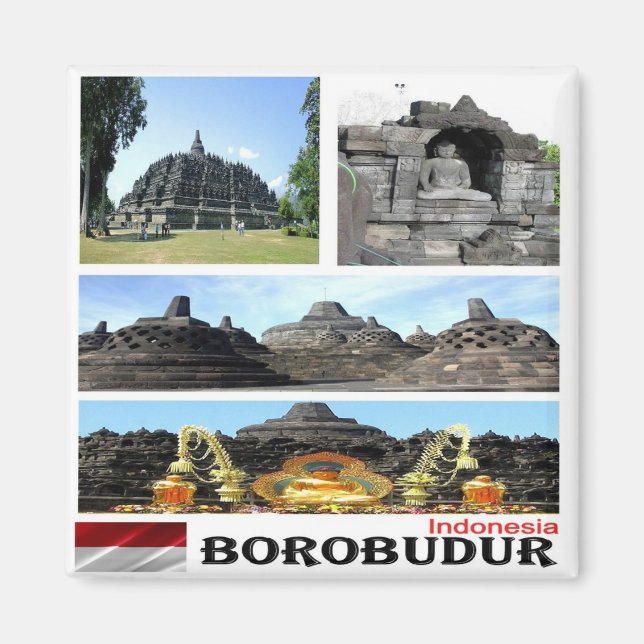 zID026 BOROBUDUR, Indonesien, Asien, Frankrike Magnet (Framsidan)