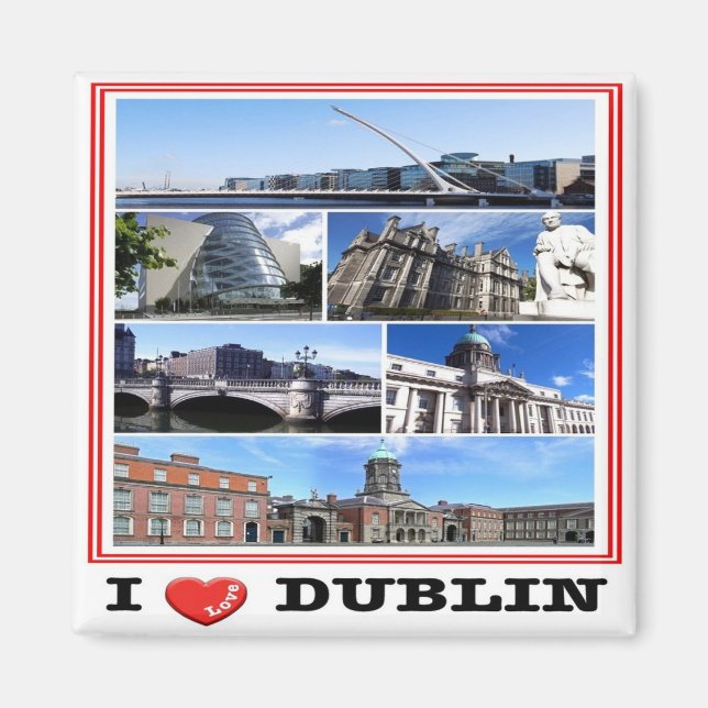zIE009 DUBLIN I Kärlek, Mosaic Ireland, Fridge Magnet (Framsidan)