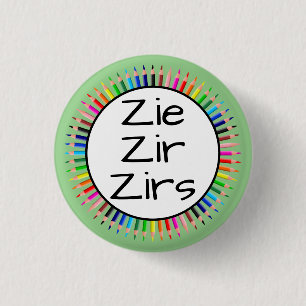 Zie Zir Zirs Pronouns i cirkel av Färgpennor Knapp