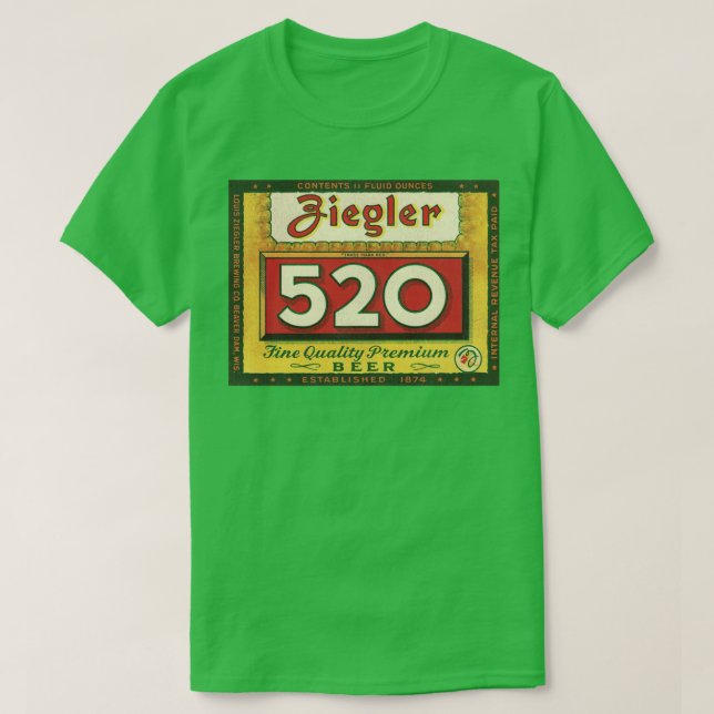 Ziegler 520 Beer Retro Defunct Breweriana T Shirt (Design framsida)