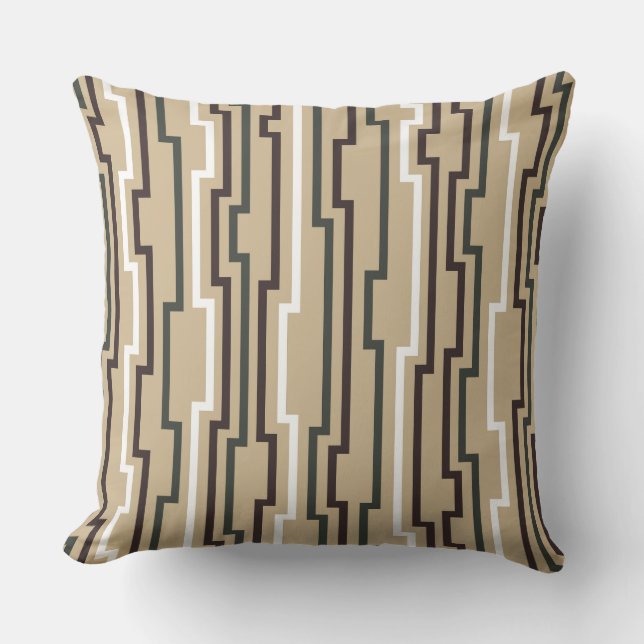 Zig Zag Beige Tan Throw Pillow Kudde (Framsida)
