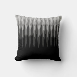 Zig Zag Black Grått Mönster Dekorativ kudde