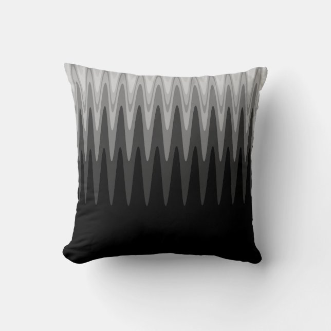 Zig Zag Black Grått Mönster Dekorativ kudde (Framsida)