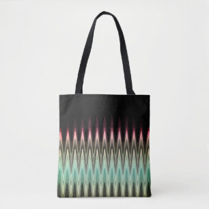 Zig Zag Black Grått Mönster Tygkasse