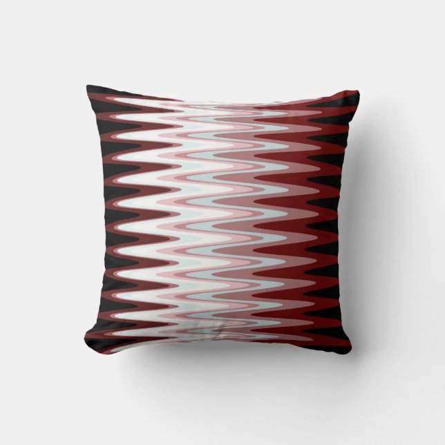 Zig Zag Black Red Grått Mönster Dekorativ kudde (Framsida)