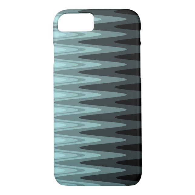 Zig Zag Black Teal Grått Mönster Case-Mate iPhone Skal (Baksida)